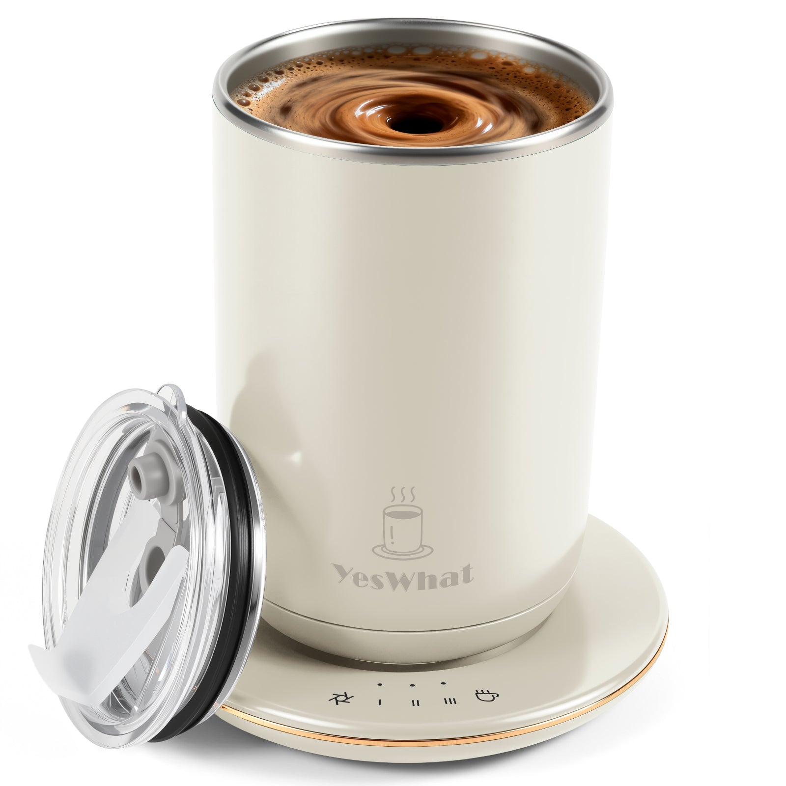 Smart Heated Coffee Mug with Temperature Control, Magnetic Auto Stirring & 3 Heat Levels, Type-C USB Rechargeable Stainless Steel Mug, 8-Hour Shut-Off, Perfect for Desk, Home, Office,Tea – Green 11oz